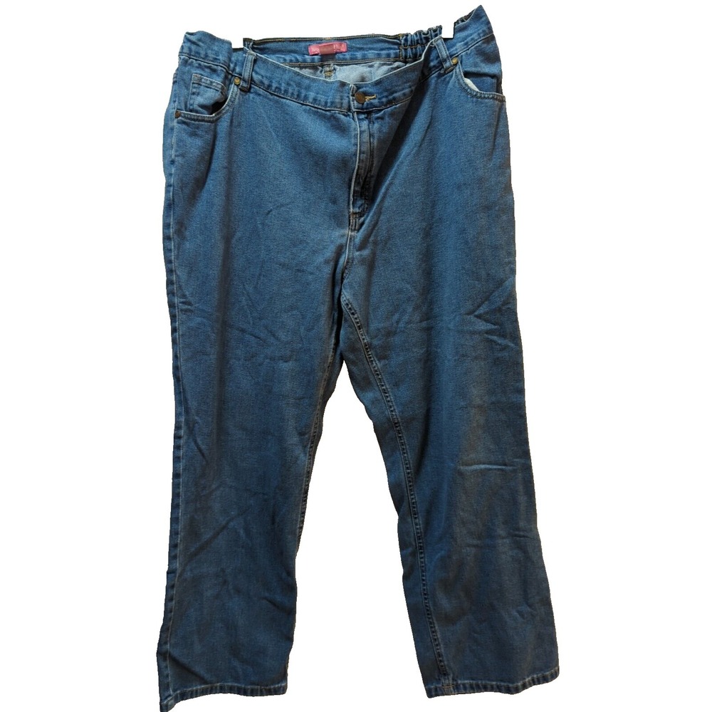 Woman Within 18W womens blue‎ jeans elastic waist panels 38x28"
